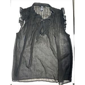 Bob Mackie Womens Tank Top S Basic Black‎ Wearable Art Sheer V-Neck Pullover